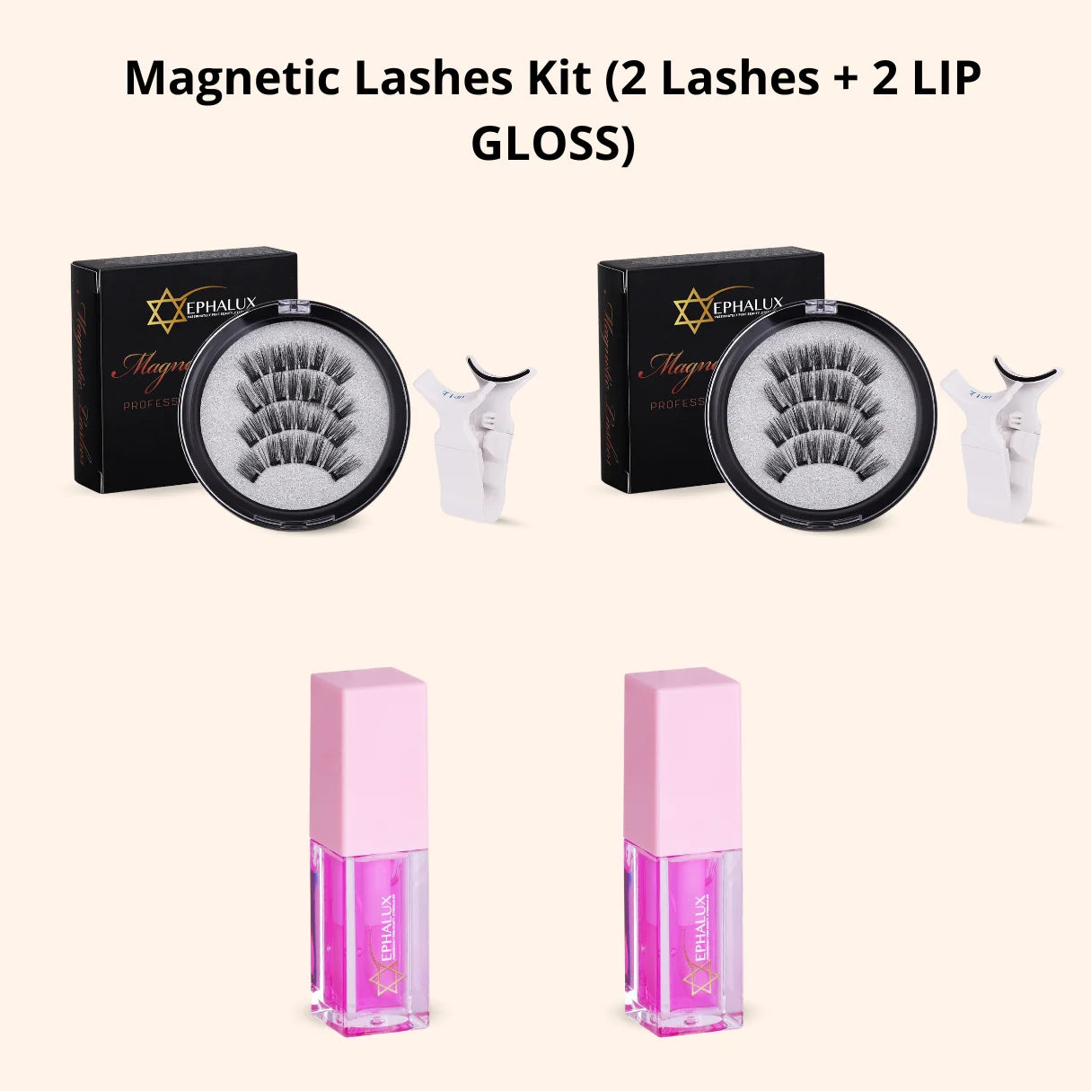 Magnetic Lashes Kit ( 2 Lashes + 2 Lip GLOSS)